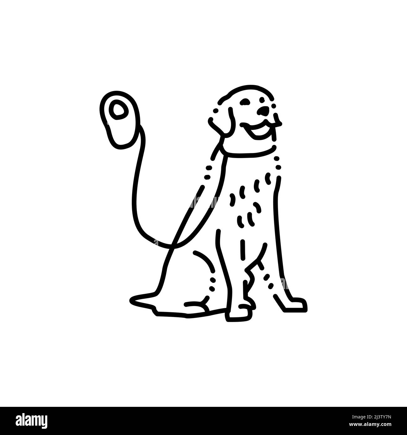 Garder Retriever sur une icône de ligne de couleur de laisse. Pictogramme pour page Web Illustration de Vecteur