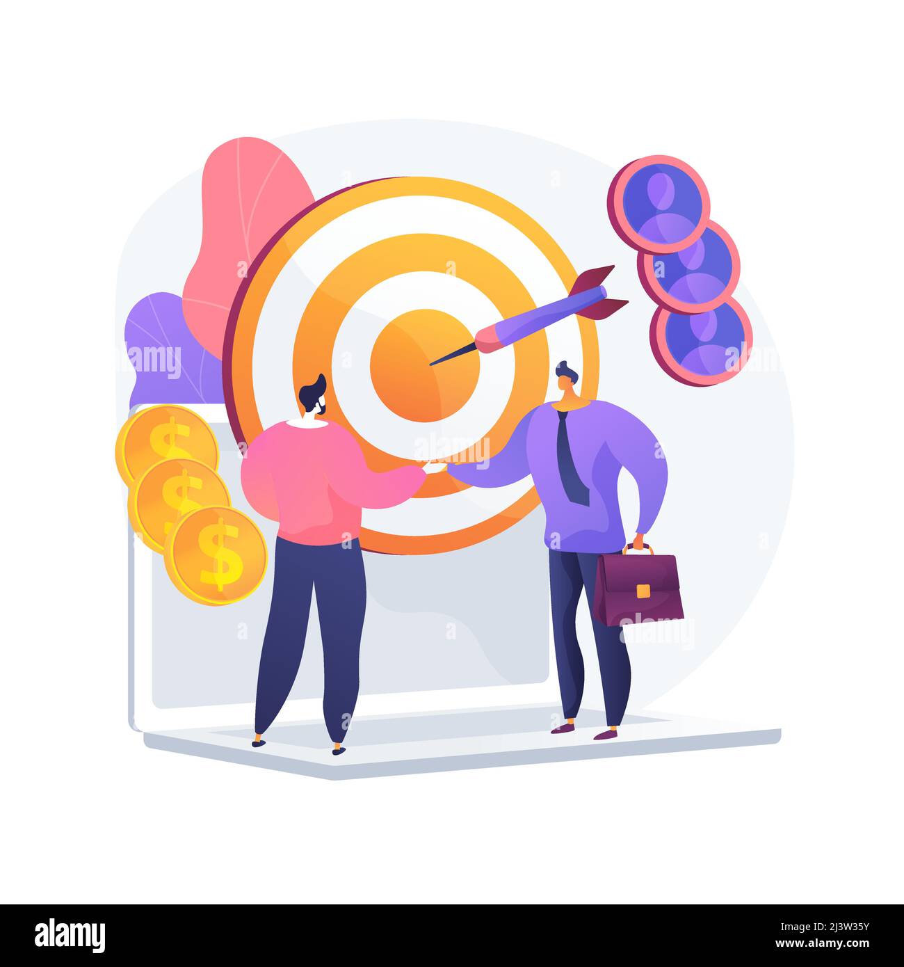 Partenariat d'affaires, travail d'équipe, coopération. Conclure des accords, atteindre des objectifs, collaborer de manière bénéfique. Personnages de dessins animés d'hommes d'affaires. Vect Illustration de Vecteur