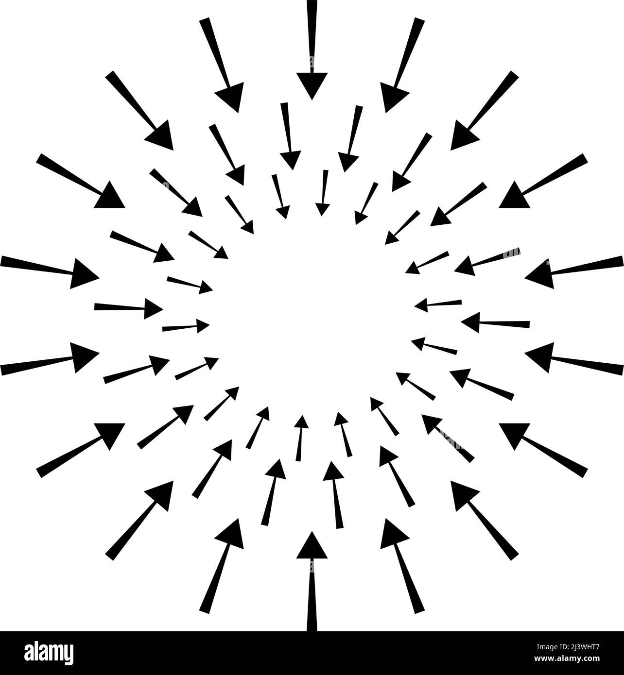 Flèches, pointeurs vers l'intérieur. Collecter, mélanger, rassembler, centrer et convergence icône, symbole. Illustration vectorielle, graphiques clip-art Illustration de Vecteur