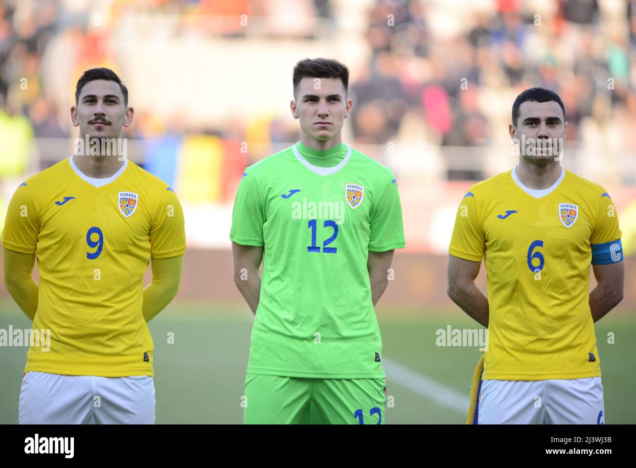 Jovan Markovic, Mihai Popa et Vladimir Sreciu - Roumanie U21 Banque D'Images
