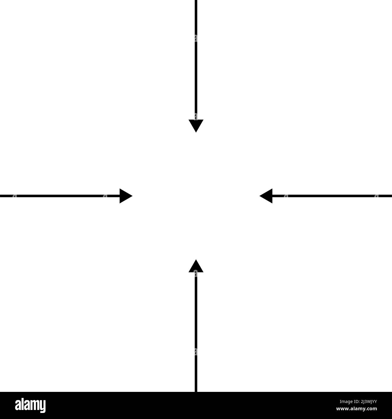 Flèches, pointeurs vers l'intérieur. Collecter, mélanger, rassembler, centrer et convergence icône, symbole. Illustration vectorielle, graphiques clip-art Illustration de Vecteur