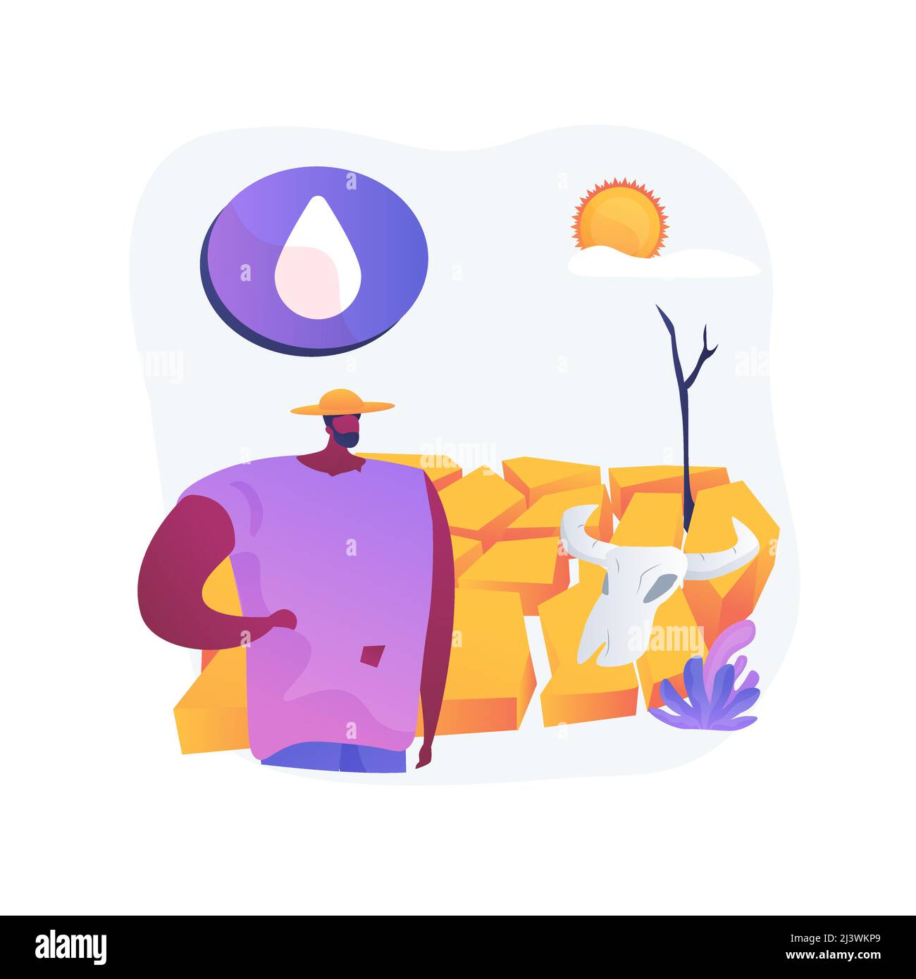 Illustration abstraite de vecteur de concept de sécheresse. Conditions ...