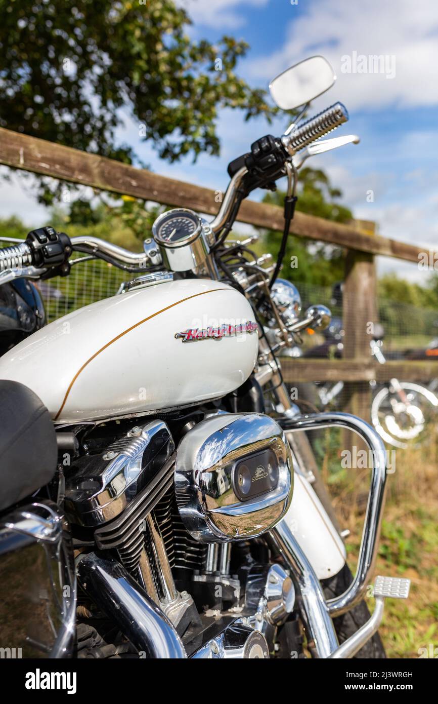 Woodbridge Suffolk UK août 14 2021: Une Harley-Davidson XL 2006 1200 C moto sport personnalisée exposée à une rencontre de motards Banque D'Images