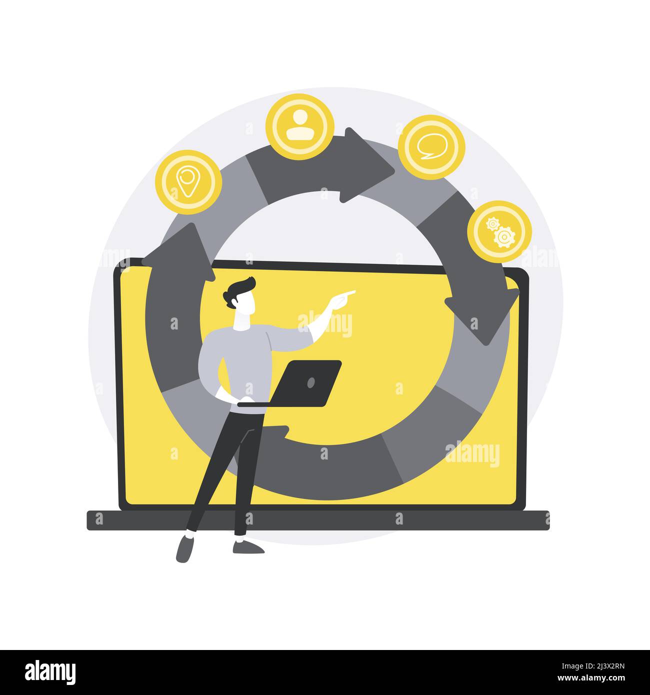 Illustration du vecteur de concept abstrait de gestion de projet agile. Approche agile, société de développement logiciel, méthode de gestion, méthodologie Scrum, pro Illustration de Vecteur