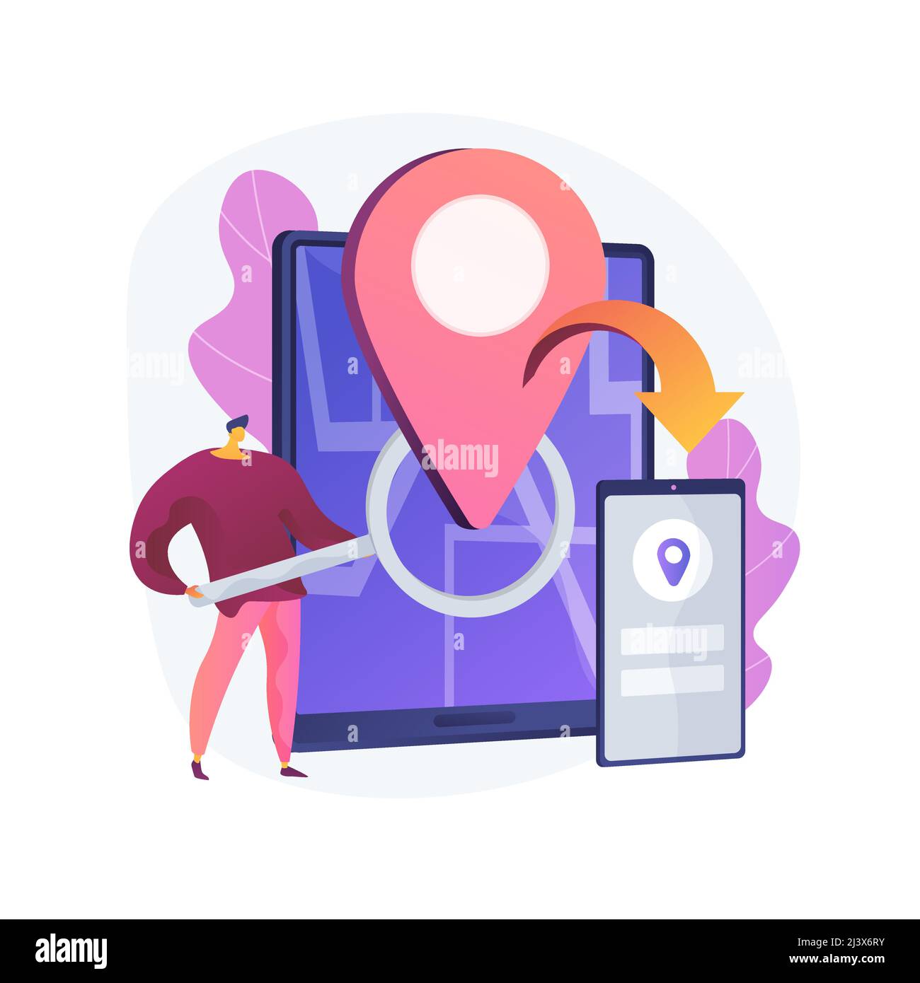 Illustration du vecteur de concept abstrait de suivi entre appareils. Utilisation de plusieurs périphériques et rapports, un profil utilisateur, fonction de suivi inter-périphériques, analyse Illustration de Vecteur