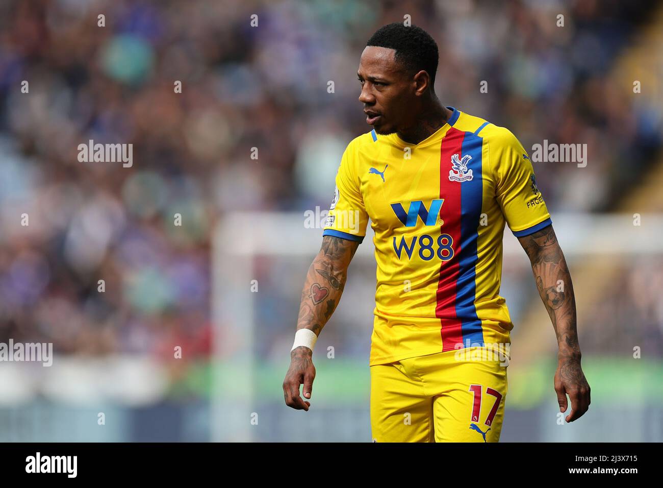 LEICESTER, ROYAUME-UNI. 10th AVRIL : Nathaniel Clyne de Crystal Palace lors du match de la Premier League entre Leicester City et Crystal Palace au King Power Stadium, Leicester, le dimanche 10th avril 2022. (Crédit : James HolyOak | MI News) crédit : MI News & Sport /Alay Live News Banque D'Images