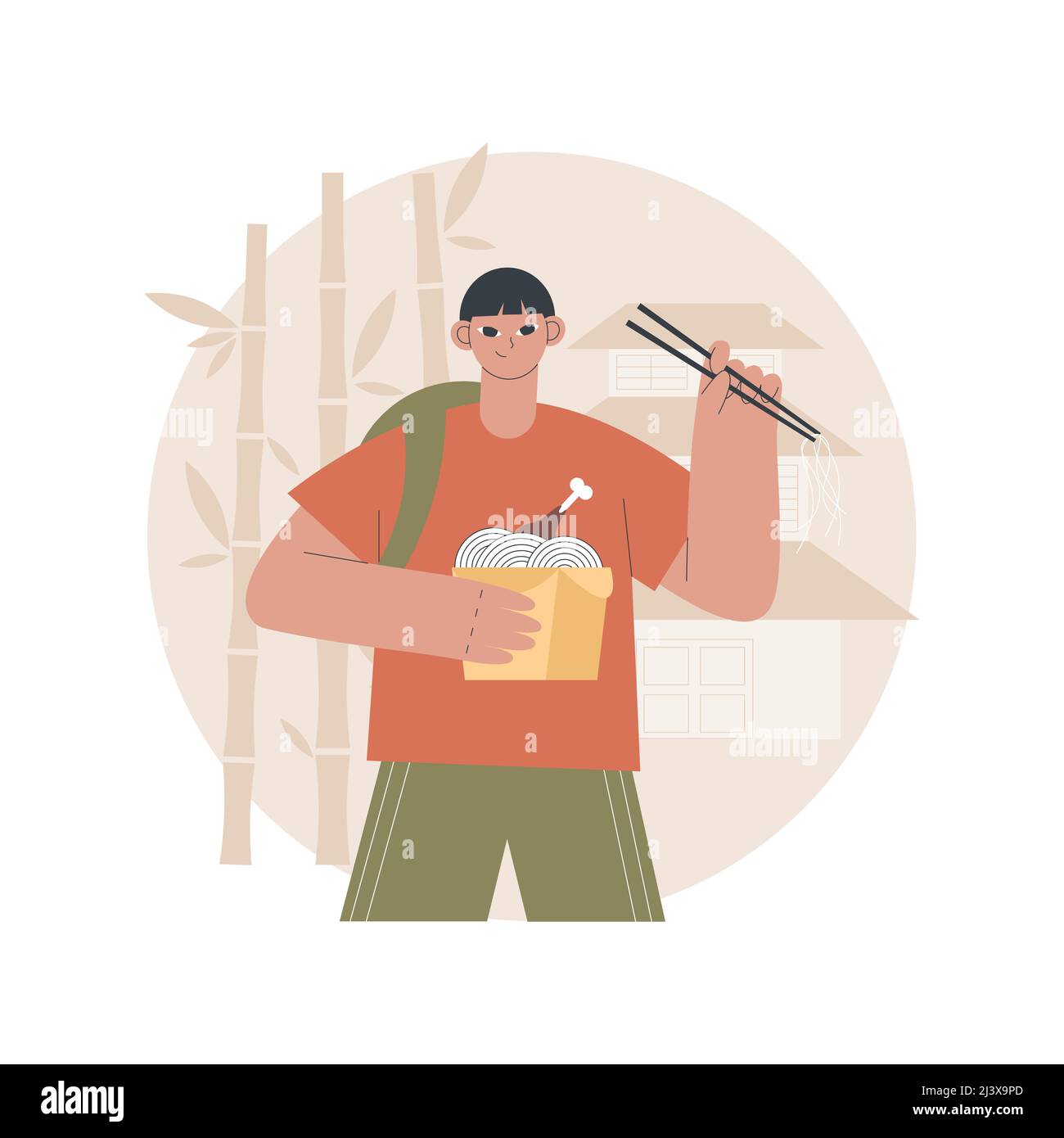 Illustration du vecteur de concept abstrait de la nourriture chinoise. Plats asiatiques à emporter, cuisine chinoise, restaurant à emporter, cuisine dim sum, buffet chinois, ou moderne Illustration de Vecteur