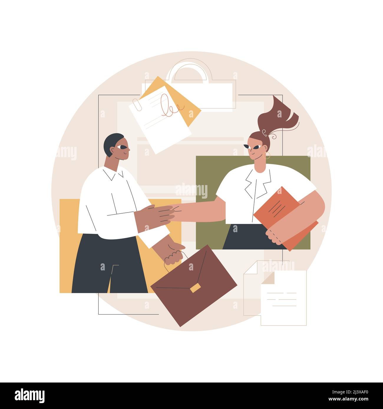 Illustration du vecteur de concept abstrait de partenariat. Partenariat et entente, coopération et travail d'équipe, partenaire d'affaires, ouvrir une entreprise ensemble, professer Illustration de Vecteur