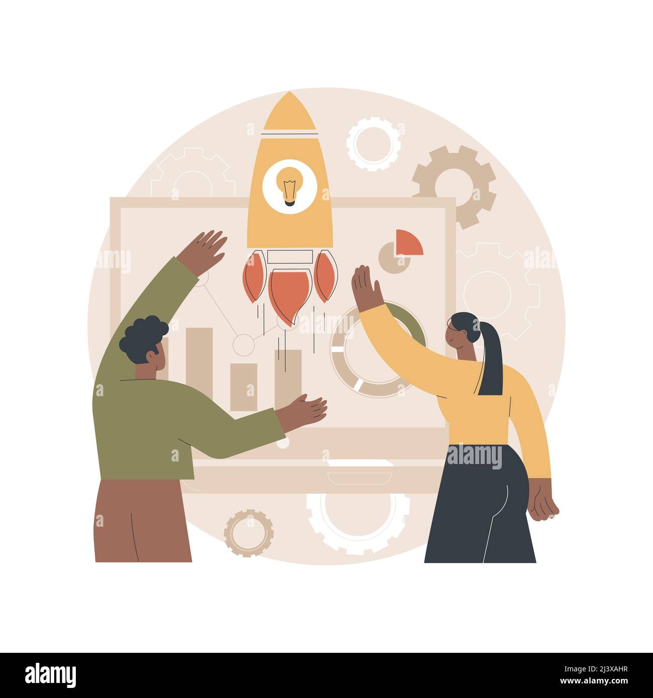 Illustration du vecteur de concept abstrait de démarrage. Lancement de start-up, entrepreneuriat, nouvelle idée d'entreprise, travail indépendant, entreprise d'affaires, mentorat, marke Illustration de Vecteur