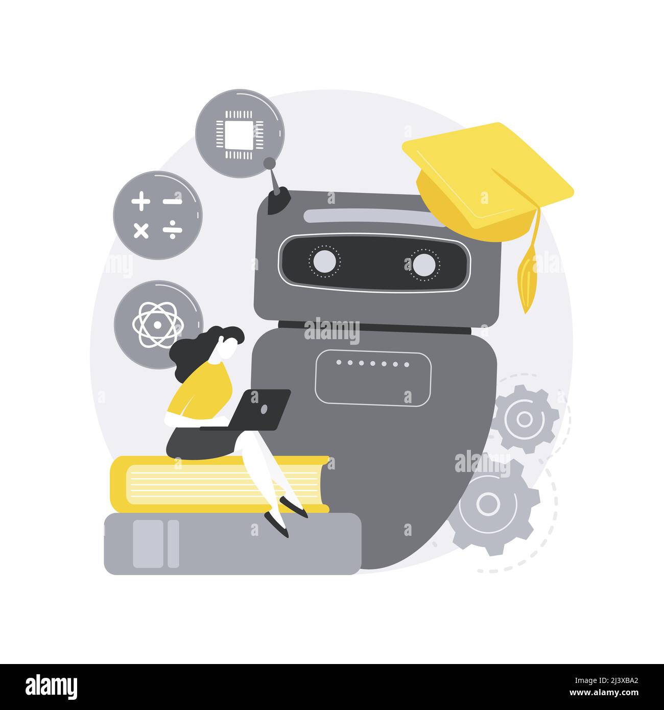 Illustration vectorielle de concept abstrait d'auto-apprentissage de Chatbot. Capacité de Chatbot, assistants virtuels, développement logiciel de chat ai, auto-apprentissage machine, Illustration de Vecteur