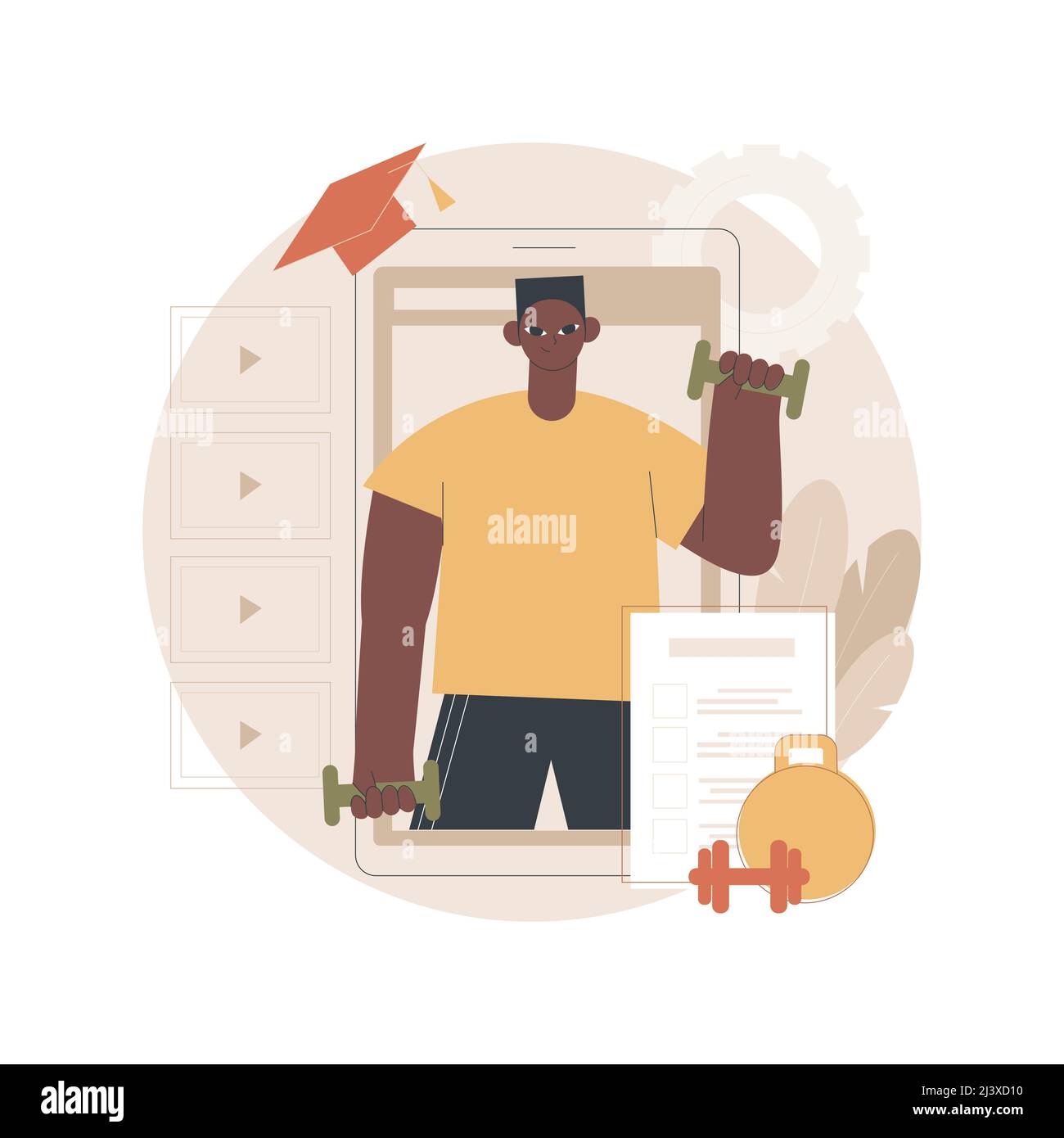 Illustration du vecteur de concept abstrait du coach en ligne. Programme de formation mobile, formation à distance, application vidéo, certification, devenir un entraîneur professionnel, dans Illustration de Vecteur