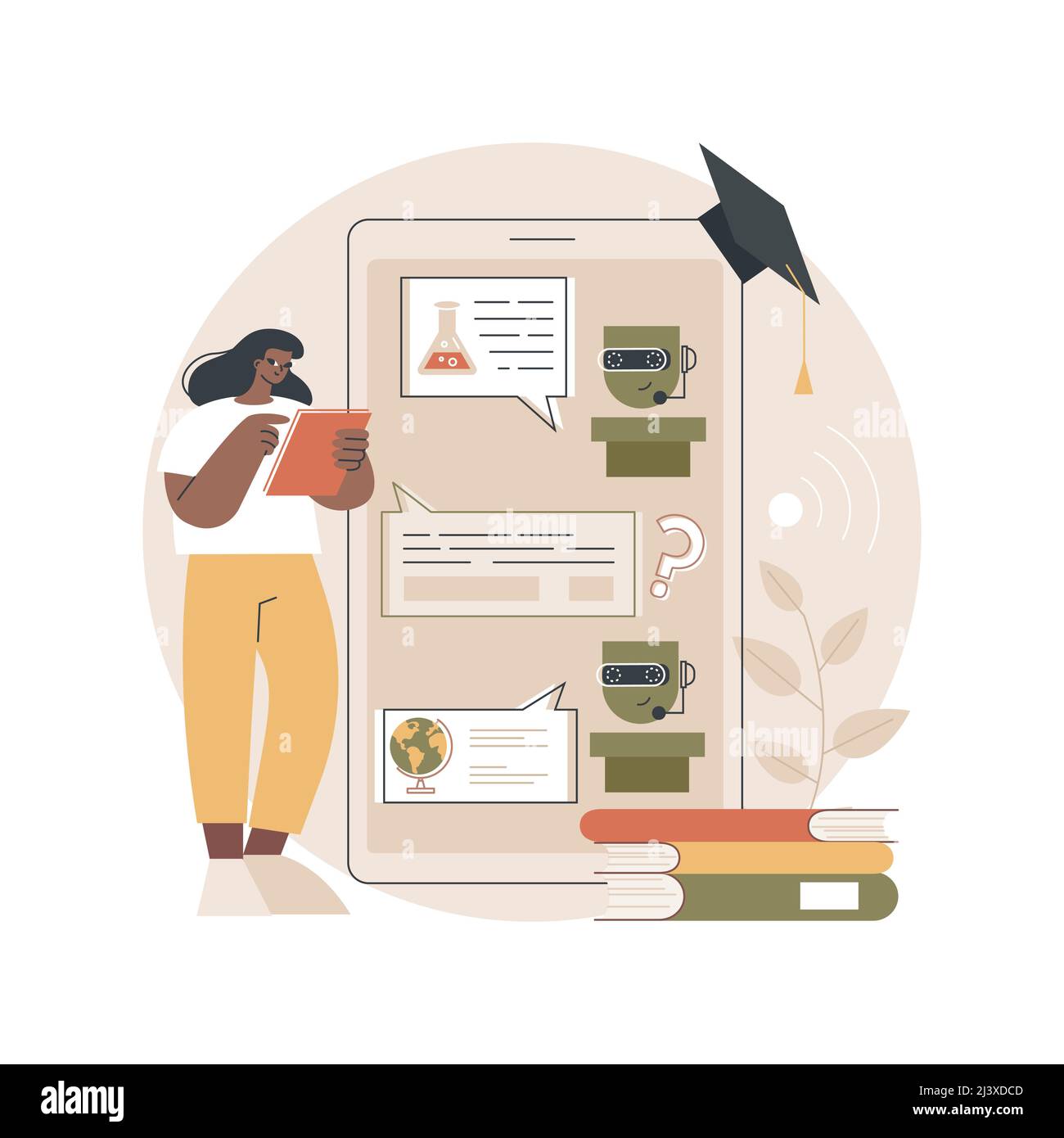 Illustration vectorielle de concept abstrait d'auto-apprentissage de Chatbot. Capacité de Chatbot, assistants virtuels, développement logiciel de chat ai, auto-apprentissage machine, Illustration de Vecteur