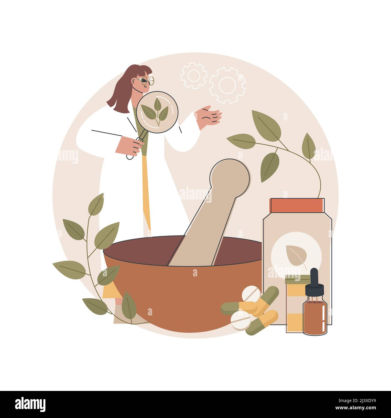 Illustration du vecteur de concept abstrait de l'homéopathie. Médecine homéopathique, traitement alternatif, approche holistique, méthode de l'homéopathie, médicament naturel, natu Illustration de Vecteur