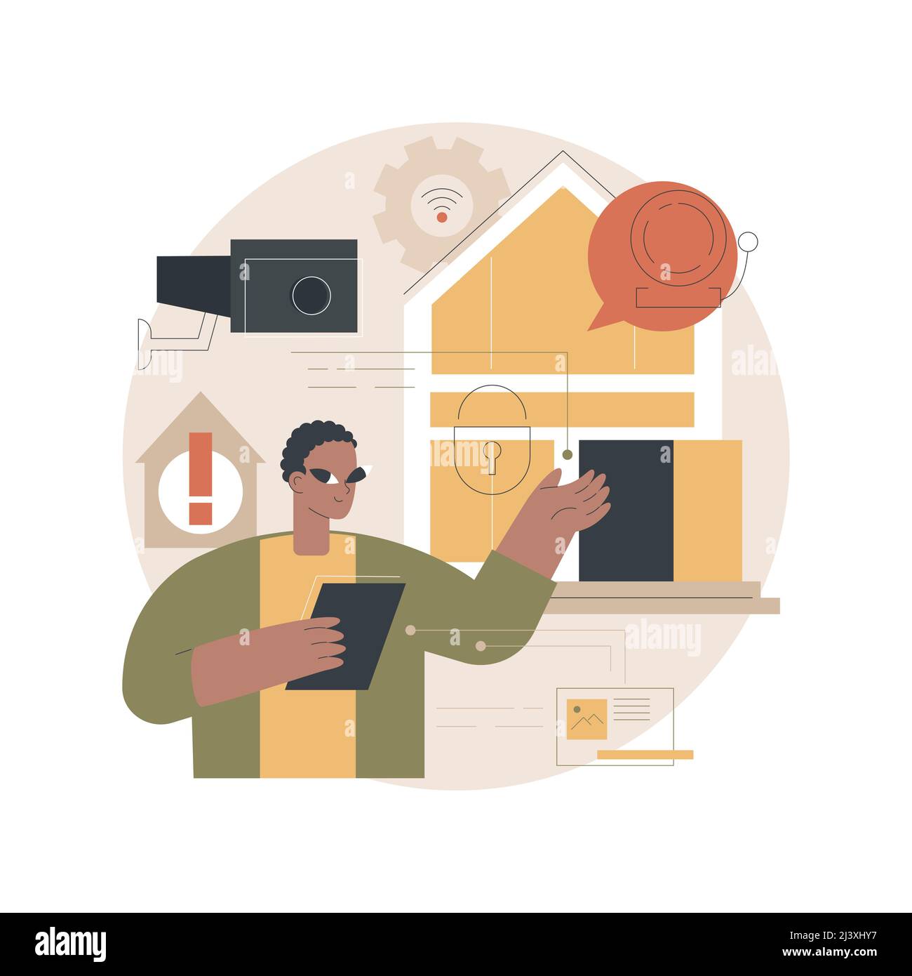 Illustration du vecteur de concept abstrait de conception des systèmes de sécurité. Solutions optimales de sécurité des bâtiments, surveillance vidéo, sélection de produits, projet et Illustration de Vecteur