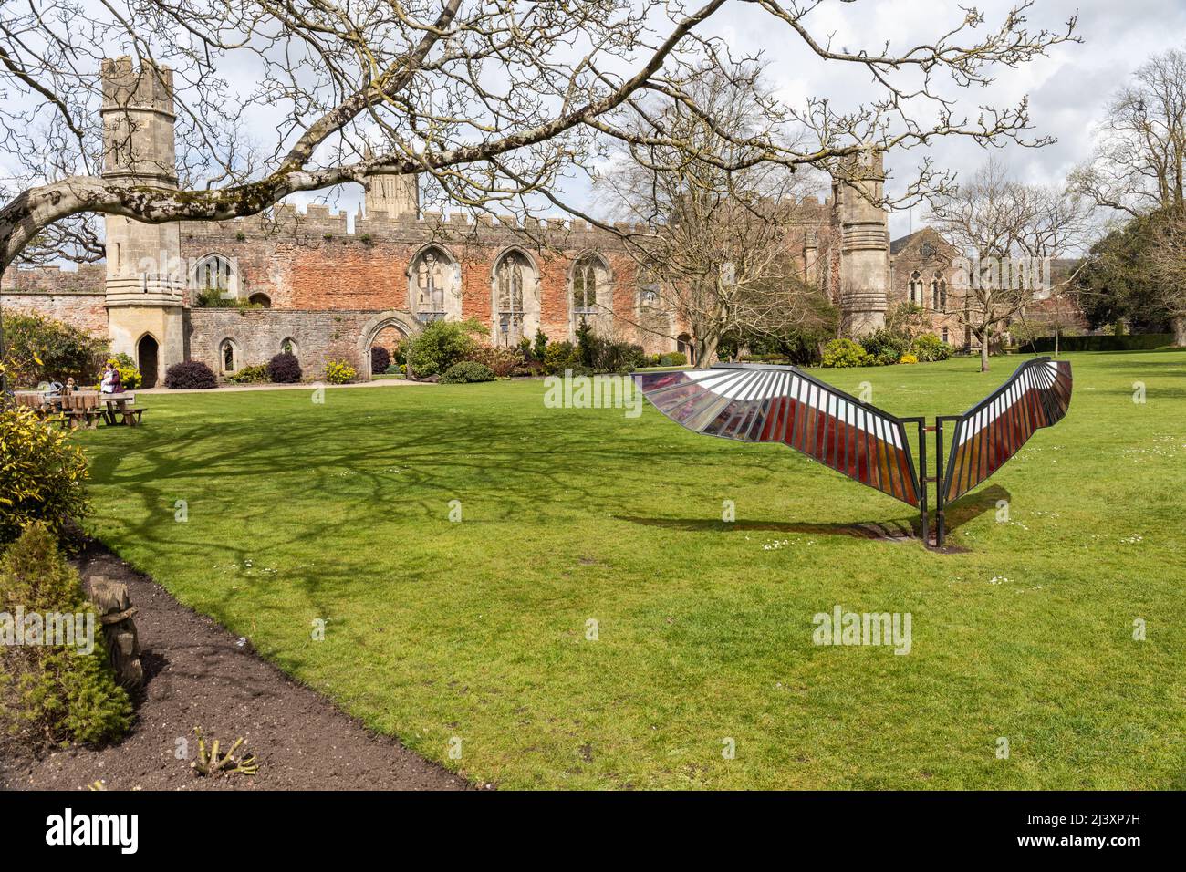 Le palais de l'évêque a désigné un bâtiment classé Grade I, ville de Wells, Somerset, Angleterre, Royaume-Uni Banque D'Images