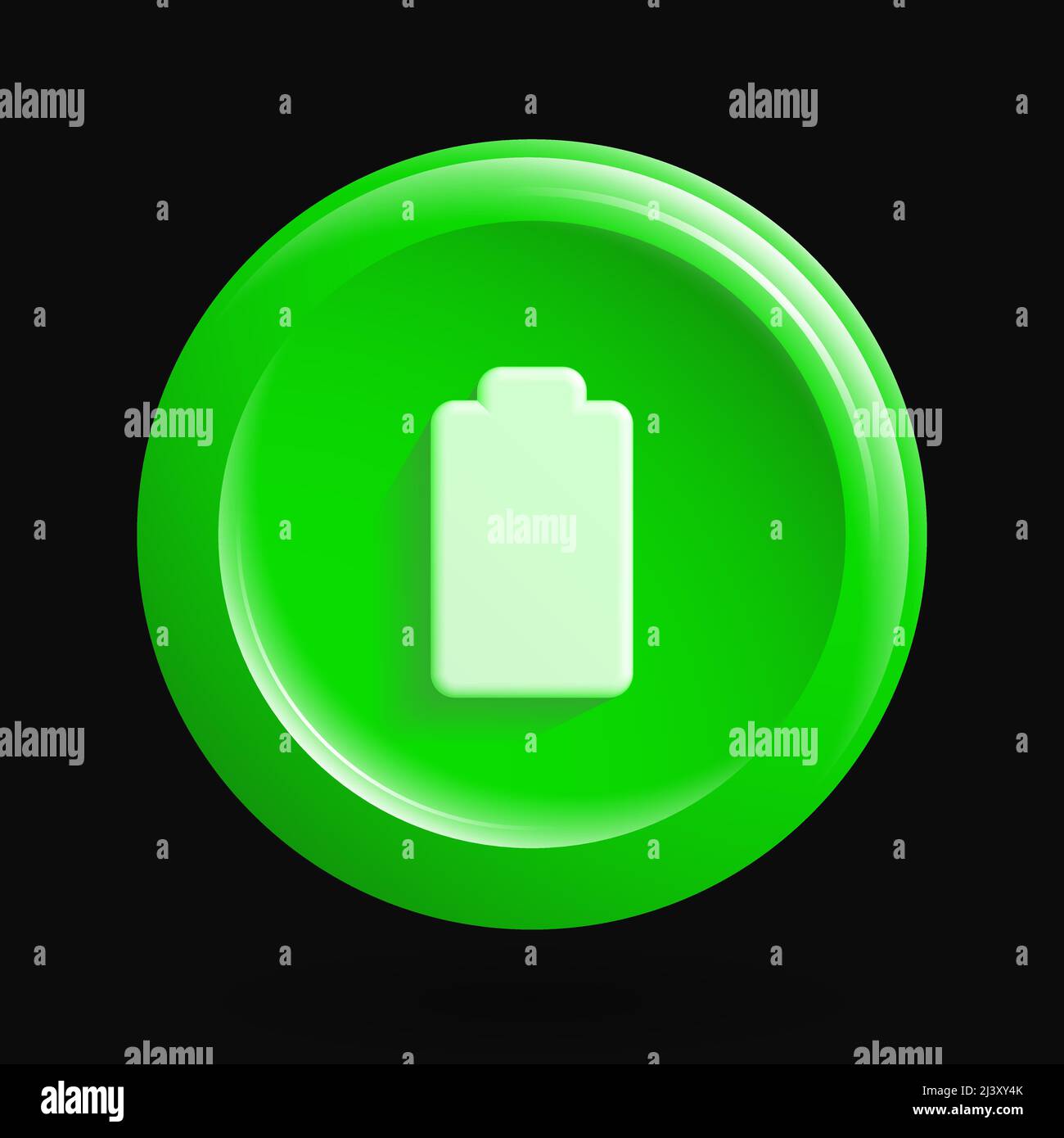 Icône de charge de la batterie. Bouton 3D App vert. Illustration vectorielle Illustration de Vecteur
