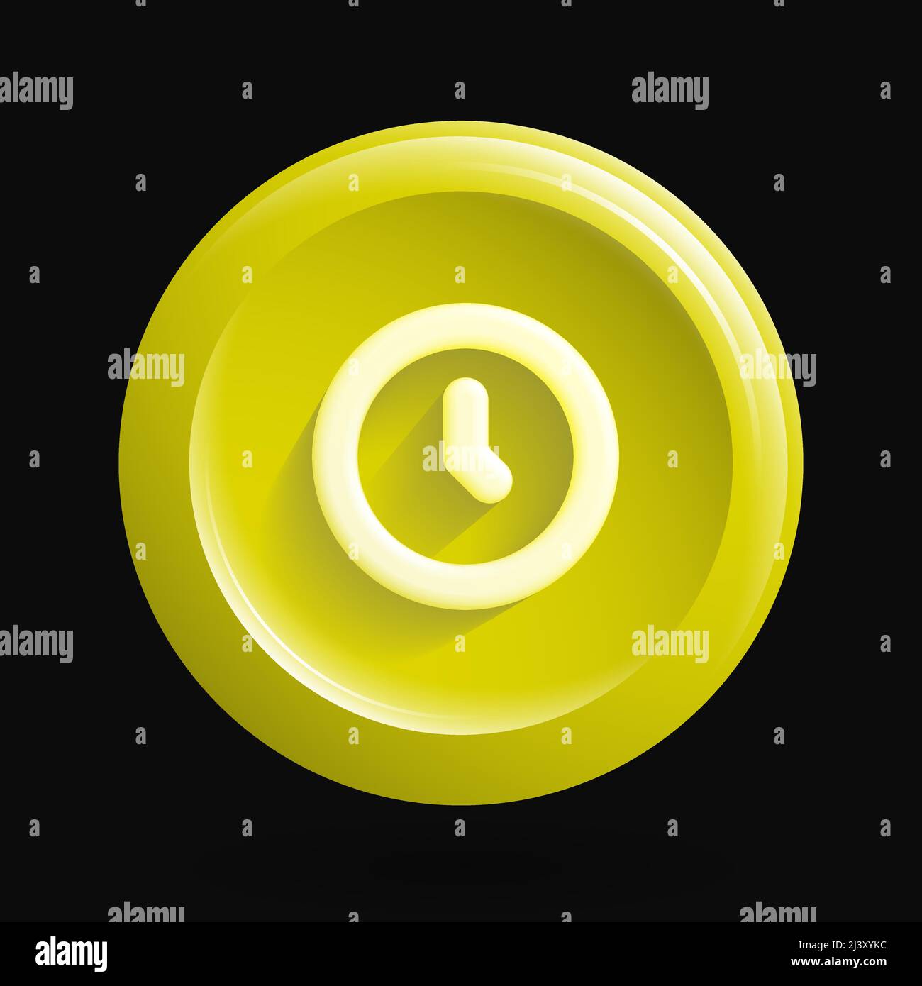 Icône horloge jaune. Bouton d'application 3D ronds isolé. Illustration vectorielle Illustration de Vecteur