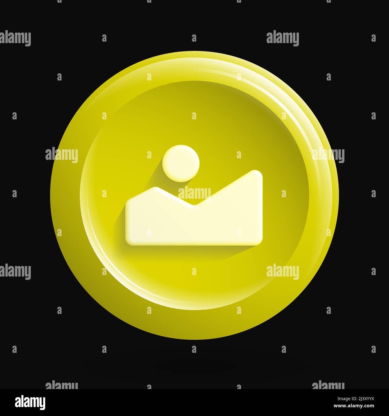 3D icône Galerie.Bouton jaune de l'application isolée.Illustration vectorielle Illustration de Vecteur