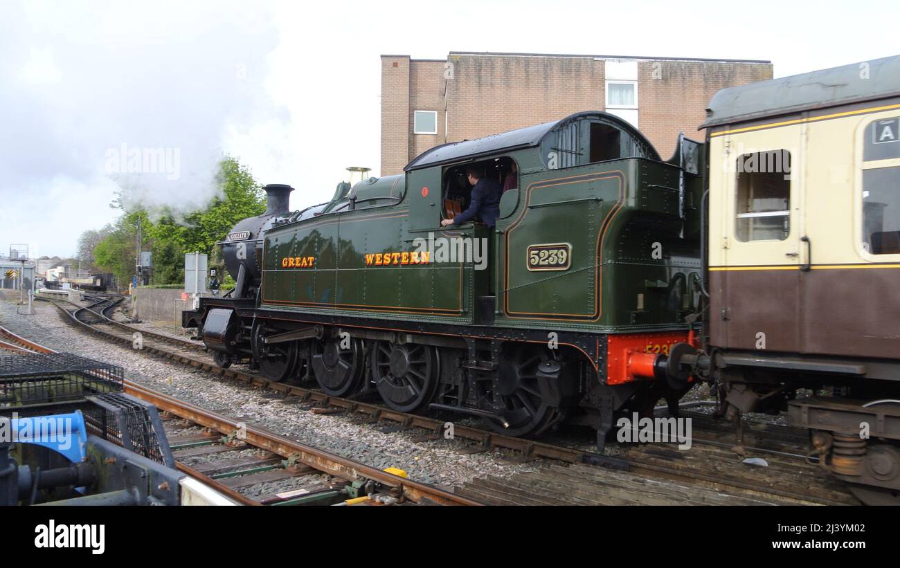 Locomotive à vapeur 5239 Goliath faisant partie du Dartmouth Steam Railway, à Paignton, Devon, Angleterre, Royaume-Uni. Banque D'Images