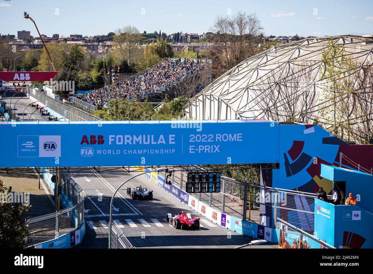 Rome, Italie. 10th avril 2022. Rome, Italie. 10th avril 2022. Course à l'occasion de l'ePrix de Rome 2022, réunion 3rd du Championnat du monde de Formule E ABB FIA 2021-22, sur le circuit Cittadino del’EUR du 8 au 10 avril, à Rome, Italie - photo: Germain Hazard/DPPI/LiveMedia crédit: Agence photo indépendante/Alamy Live News crédit: Agence photo indépendante/Alamy Live News Banque D'Images