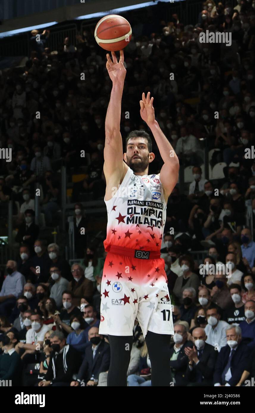 Giampaolo Ricci (Armani Exchange Milano) pendant la série A1 italien LBA championnat de basket-ball match Segafredo Virtus Bologna vs. AIX Armani Exchange Olimpia Milano au Segafredo Arena - Bologne, 10 avril 2022 - photo: Michele Nucci Banque D'Images