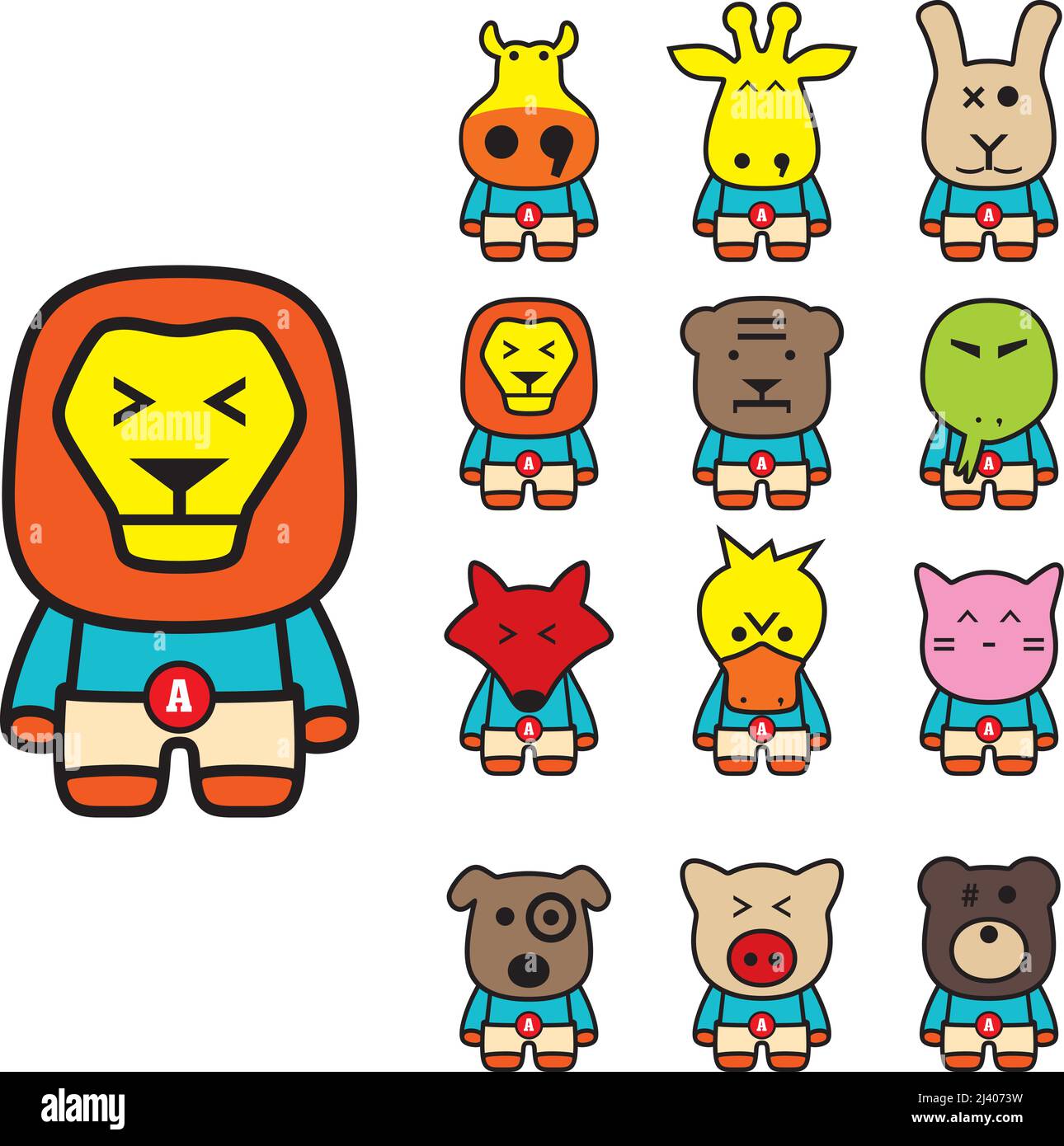 Personnage animal télévision icon set Illustration de Vecteur