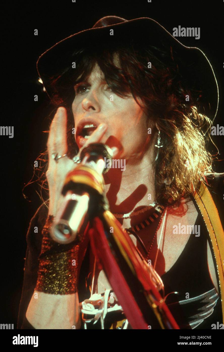 Aerosmith en concert en 1984 Credit: Jeffrey Mayer / Rock Negative / MediaPunch Steven Tyler Banque D'Images
