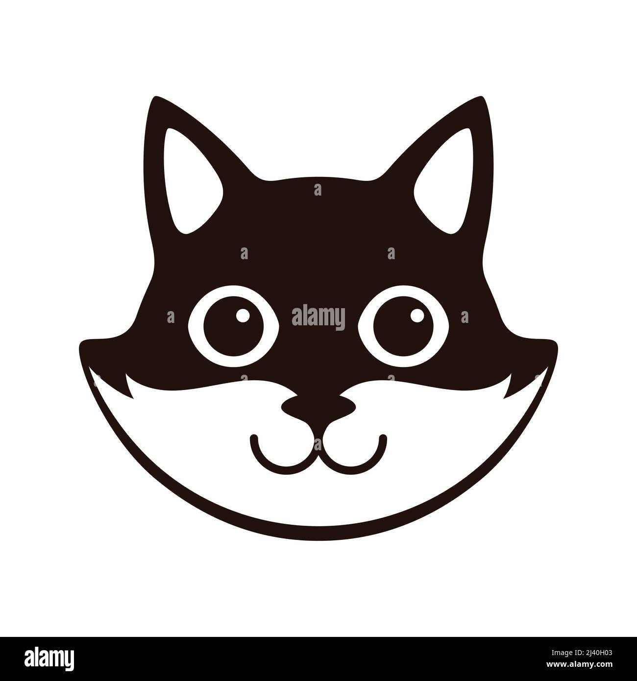 Mignon chat noir et blanc, dessin animé télévision icône concevoir, comme un logo Illustration de Vecteur
