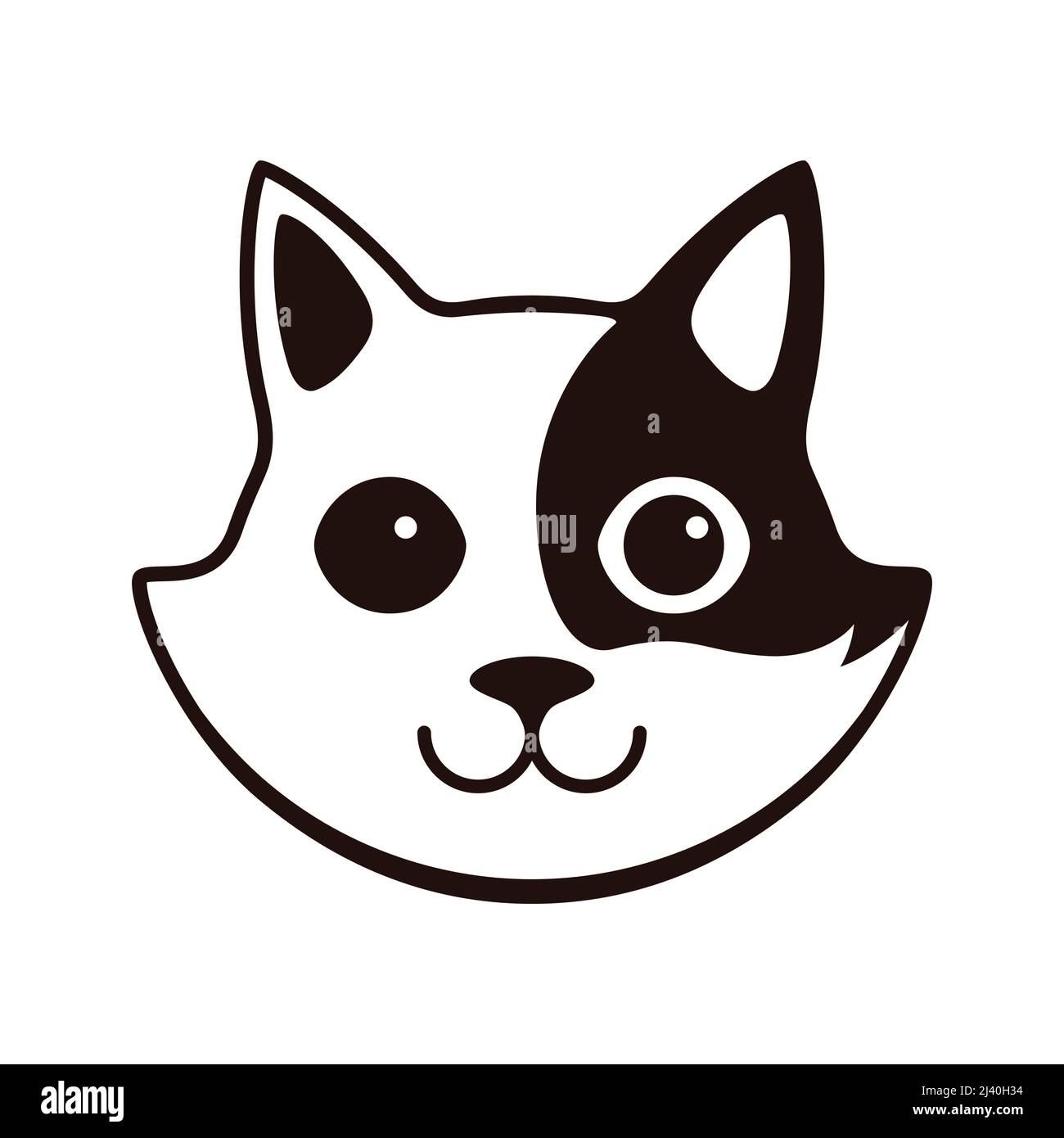 Mignon chat noir et blanc, dessin animé télévision icône concevoir, comme un logo Illustration de Vecteur