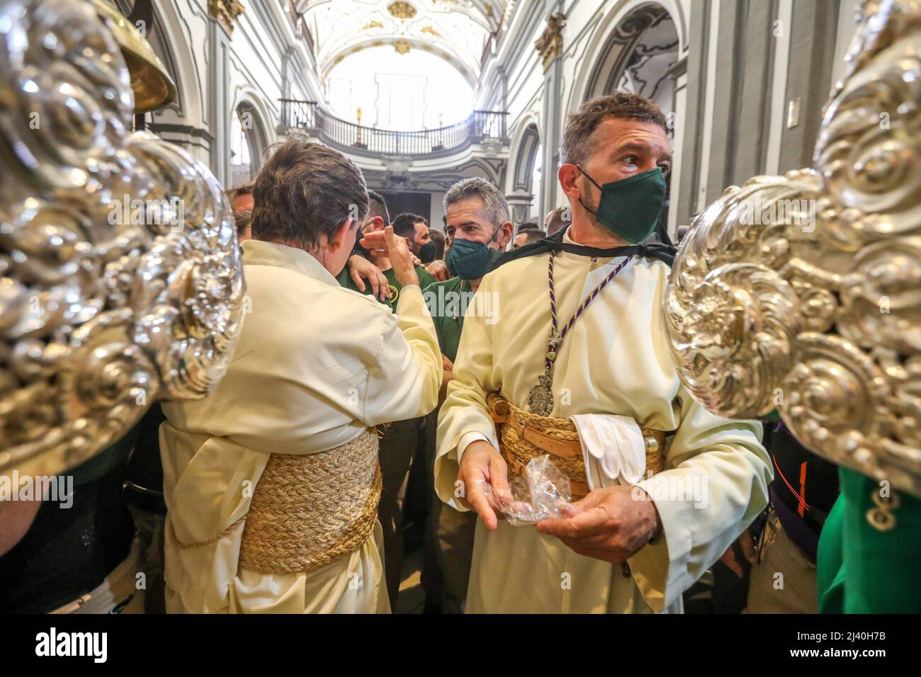 10 avril 2022 (Malaga) l'acteur Antonio Banderas est revenu ce dimanche des palmes à sa ville natale de Malaga pour participer à nouveau au défilé parlementaire des Royal Fused Brothercapuches à côté du trône de Marie la plupart sainte des larmes et des faveurs, dont il est maître d'hôtel. Credit: CORMON PRESSE/Alamy Live News Banque D'Images