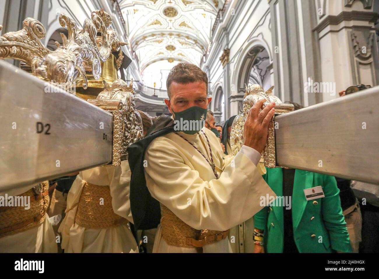 10 avril 2022 (Malaga) l'acteur Antonio Banderas est revenu ce dimanche des palmes à sa ville natale de Malaga pour participer à nouveau au défilé parlementaire des Royal Fused Brothercapuches à côté du trône de Marie la plupart sainte des larmes et des faveurs, dont il est maître d'hôtel. Credit: CORMON PRESSE/Alamy Live News Banque D'Images