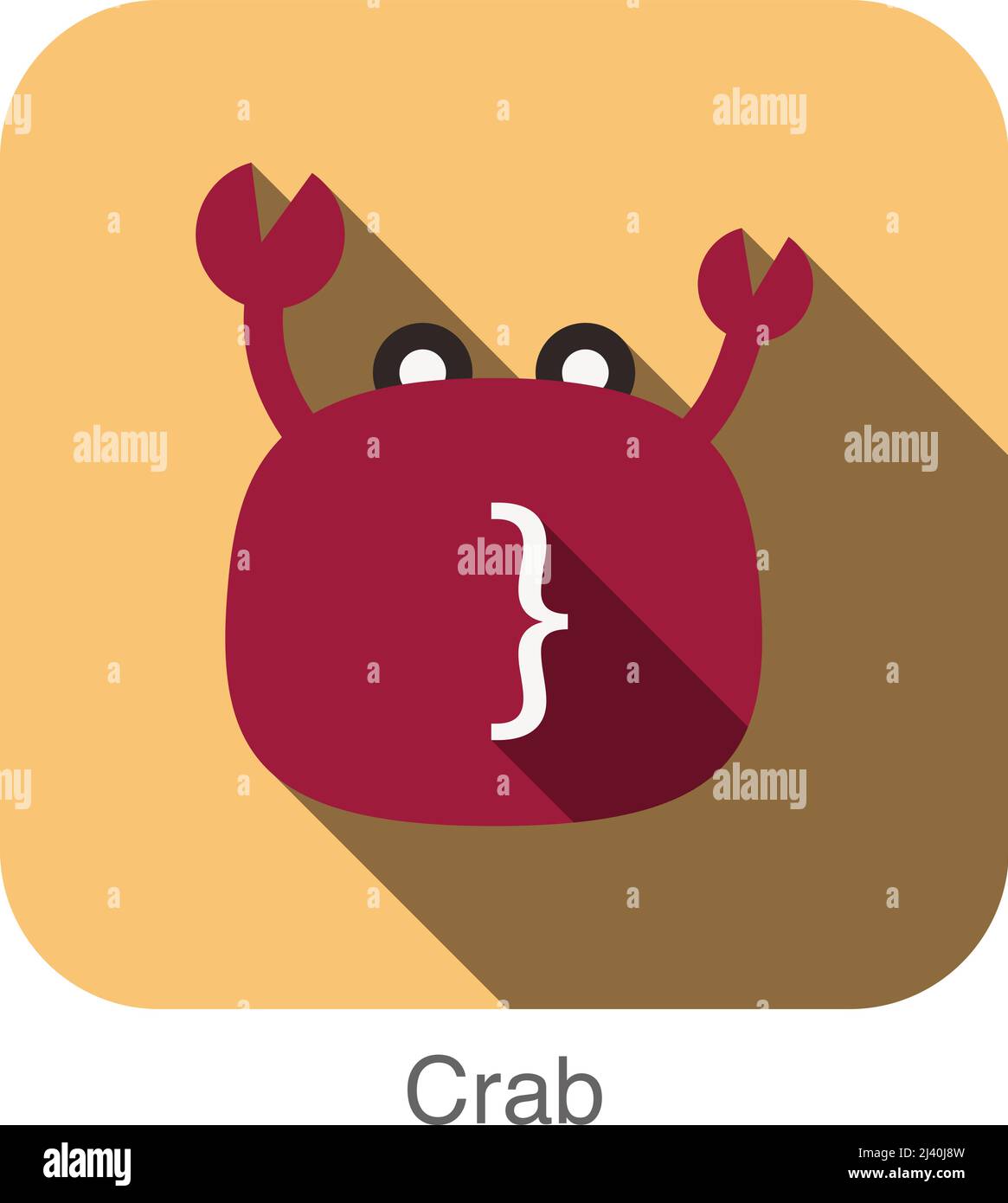 Motif icône plate en forme de crabe. Série d'icônes d'animaux. Illustration de Vecteur