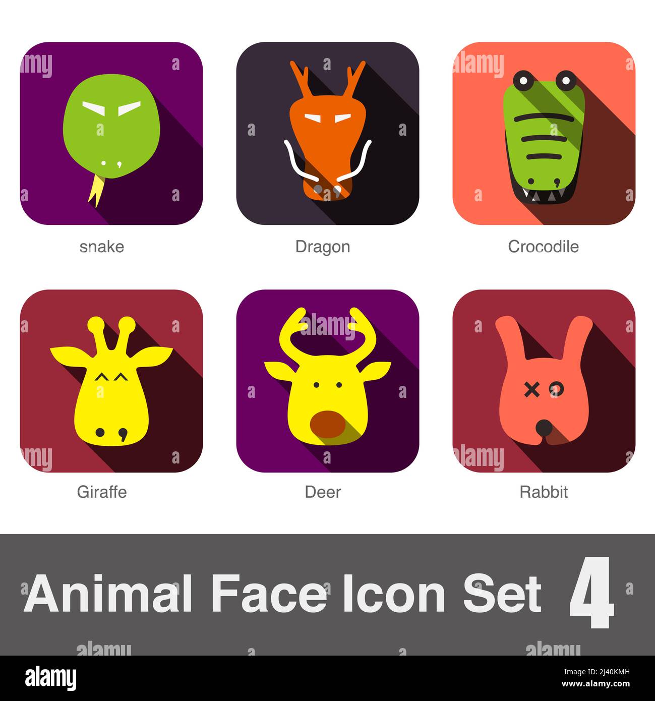 Face à l'animal, Vecteur icône plate Illustration de Vecteur