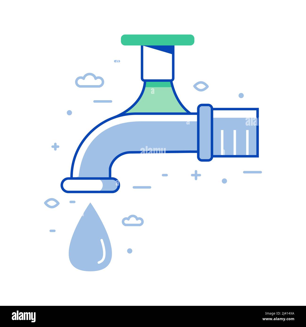 Icône d'économie d'eau pure avec Tap In Line Art Illustration de Vecteur