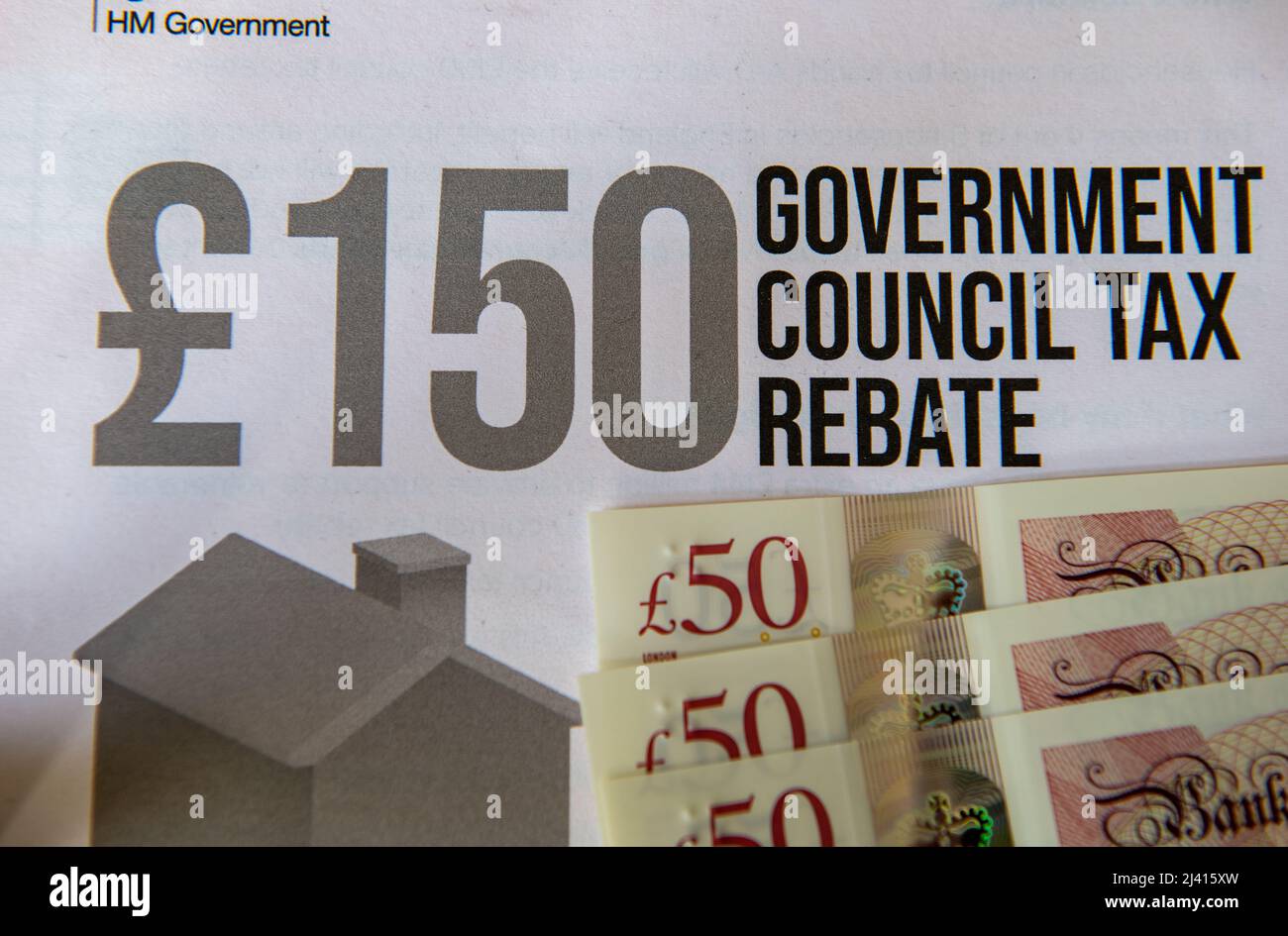 La remise d'impôt du Conseil du gouvernement britannique pour aider les ménages à faible revenu à faire face à la hausse des factures d'énergie et du coût de la vie. Banque D'Images