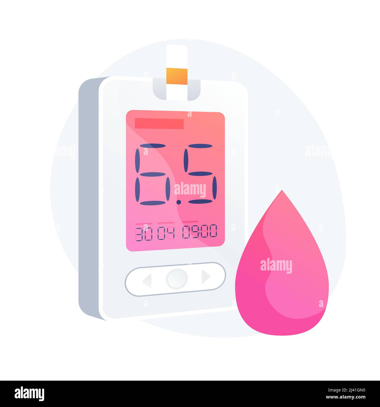 Diabète sucré. Outil de mesure du taux de sucre dans le sang, équipement médical, élément de conception d'idée de diabétologie. Maladie d'hypoglycémie, diagnostic de glycémie. VEC Illustration de Vecteur