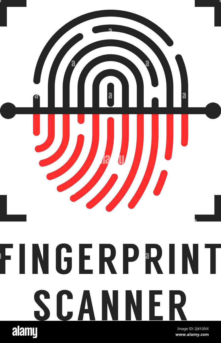 icône simple du lecteur d'empreintes digitales linéaire Illustration de Vecteur