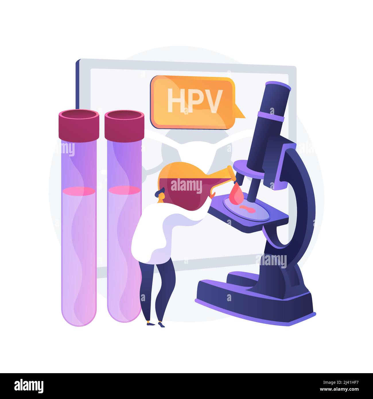 Illustration du vecteur de concept abstrait du test HPV. Kit de test du papillomavirus humain, résultats, tests pour l'homme, examen pour les femmes, cancer du col de l'utérus prévenir Illustration de Vecteur