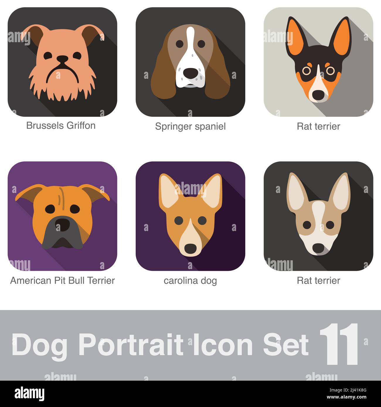 Série de conception d'icônes de portrait de visage de chien Illustration de Vecteur