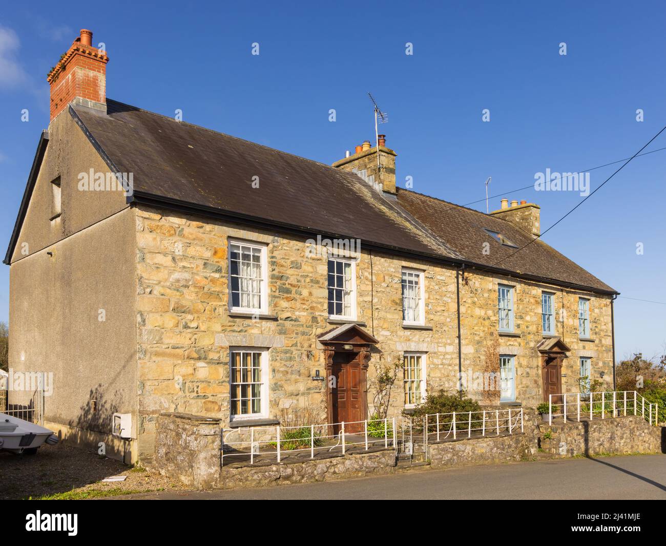 Exemple de chalets gallois traditionnels en pierre gallois. Newport, Pembrokeshire, pays de Galles. ROYAUME-UNI. Banque D'Images