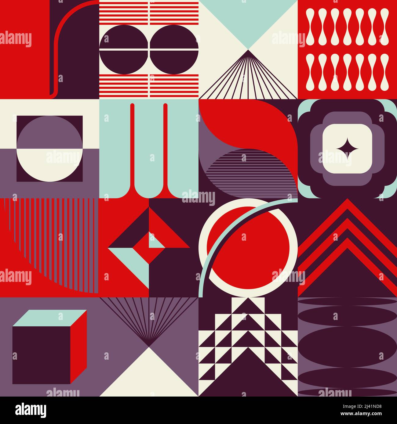 Motif abstrait design graphique inspiré par le modernisme esthétique arts fait avec des formes géométriques audacieuses et des figures abstraites pour l'affiche, la couverture, l'art, pr Illustration de Vecteur
