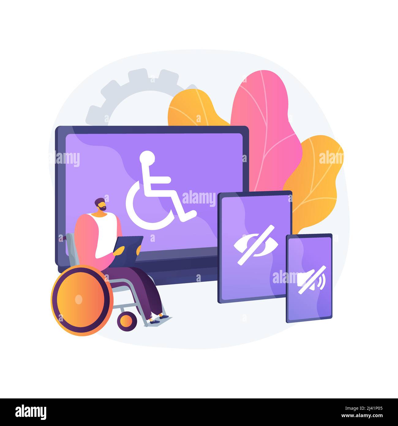 Accessibilité électronique résumé concept illustration vectorielle. Accessibilité aux sites Web, dispositif électronique pour personnes handicapées, technologie de communication Illustration de Vecteur