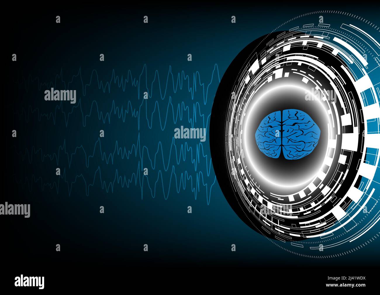 Concepts de rejets épileptiques du cerveau sur le fond technologique. Illustration de Vecteur