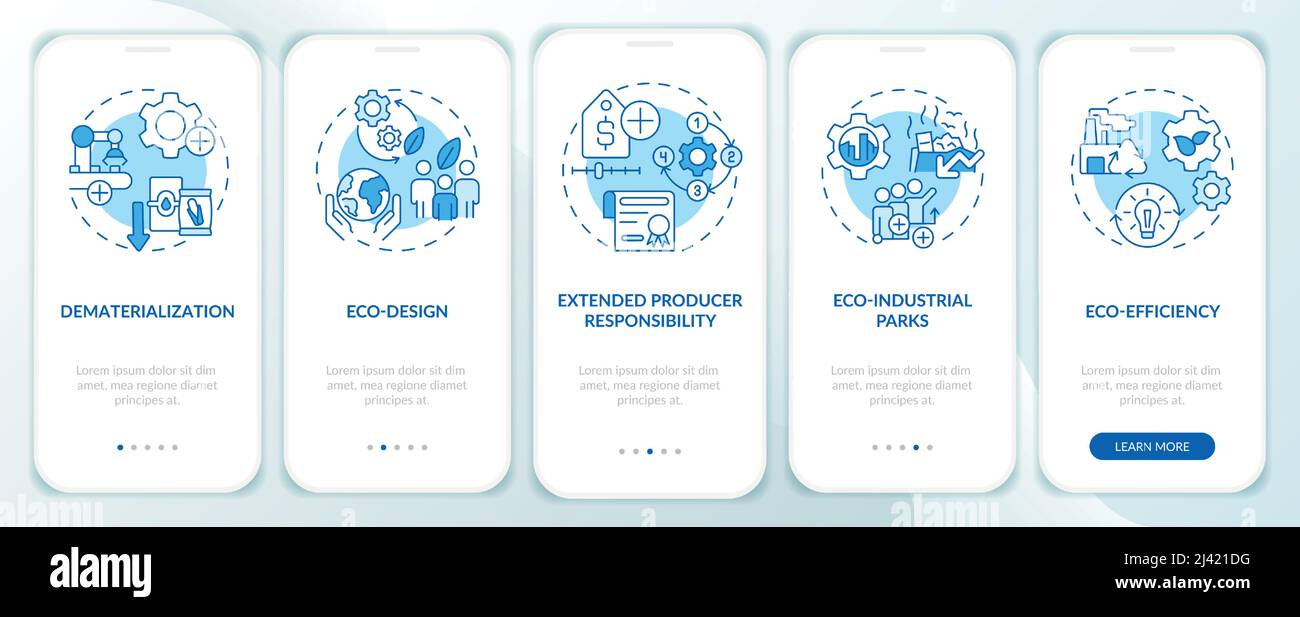 Zones de l'écologie industrielle écran bleu de l'application mobile d'intégration Illustration de Vecteur
