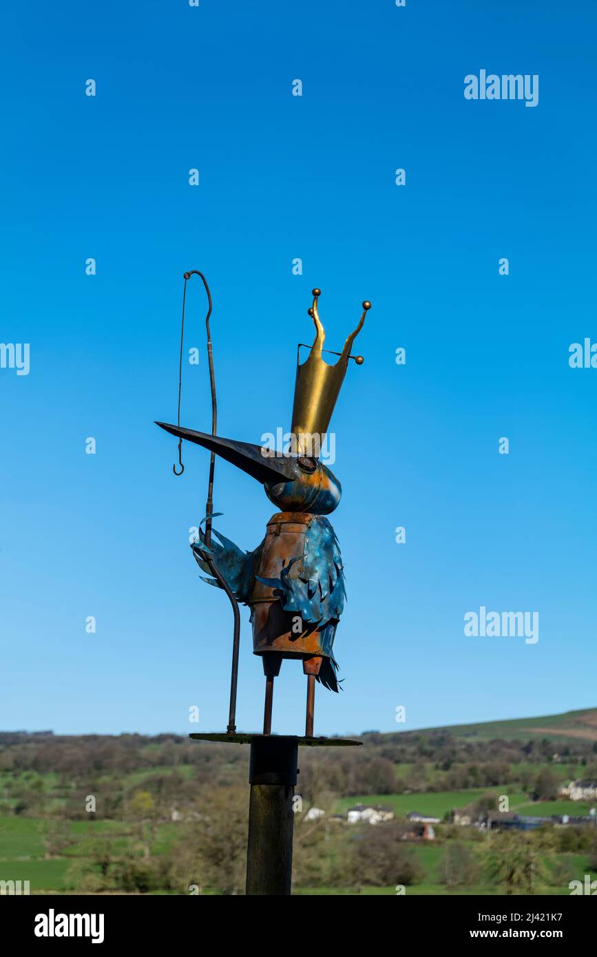 The Ribble King Sculpture par Matthew Roby au parc de sculptures de la vallée de Ribble, Clitheroe, Lancashire, Royaume-Uni. Banque D'Images