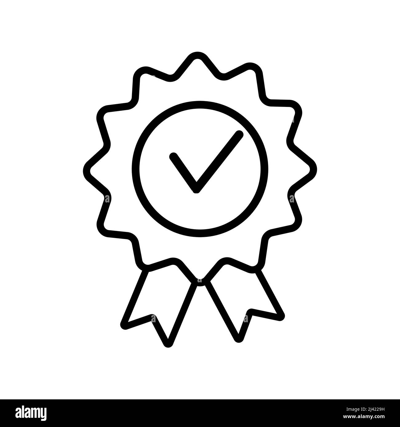 icône de ligne fine de garantie ou de médaille. concept d'emblème ou d'assurance de contrôle minimal du consommateur. tendance à la course plate distinction moderne gagner logo Illustration de Vecteur