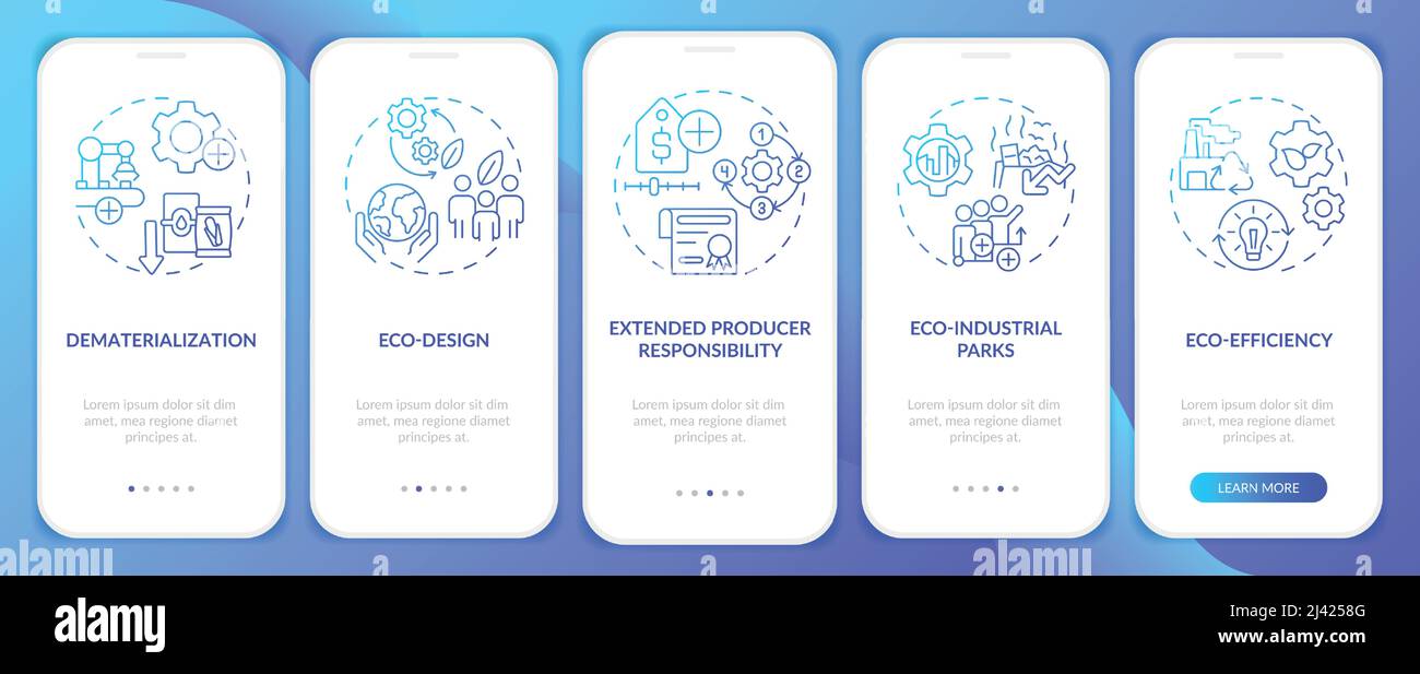 Zones de l'écologie industrielle gradient bleu de l'écran de l'application mobile d'intégration Illustration de Vecteur