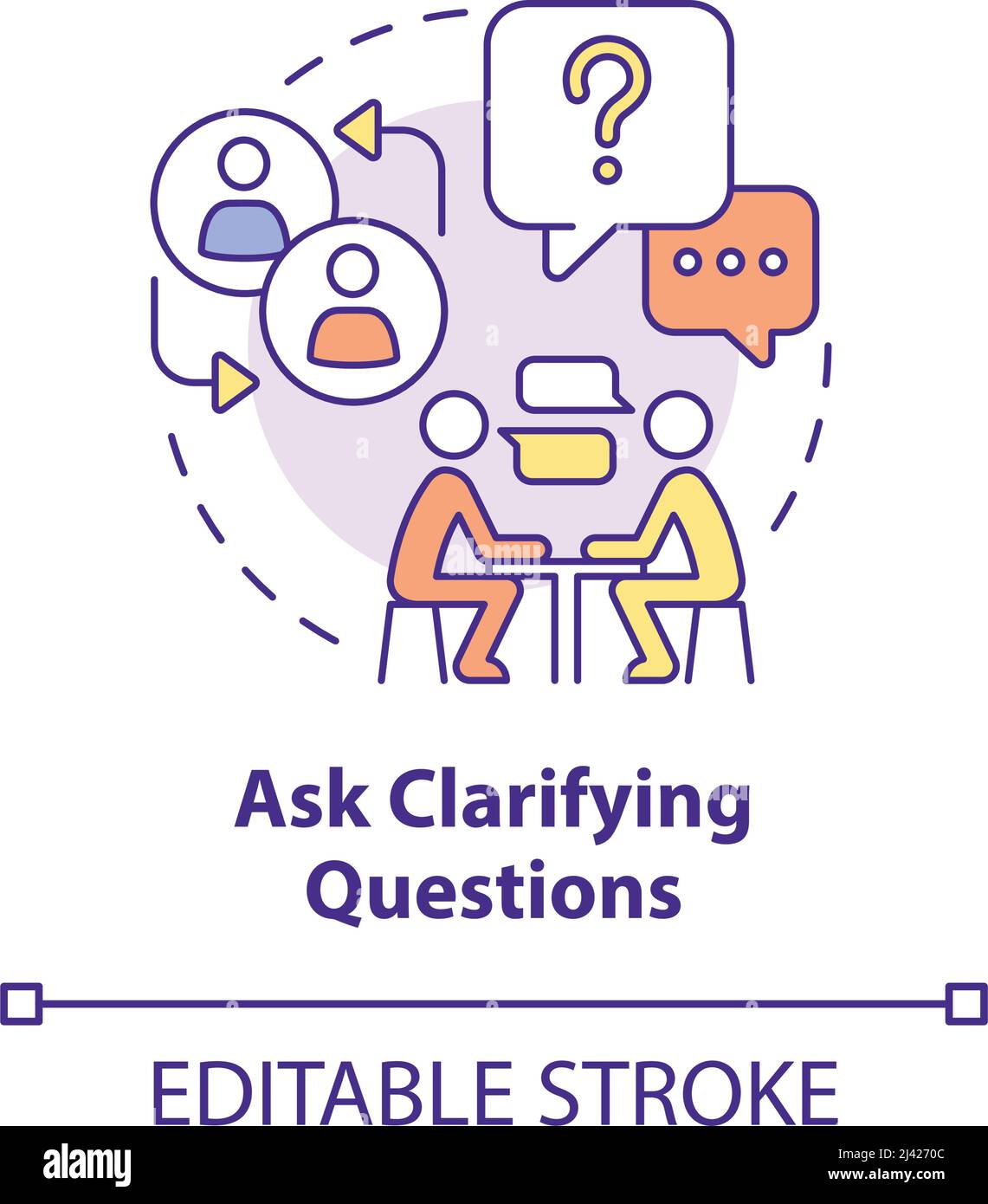 Icône de concept poser des questions de clarification Illustration de Vecteur