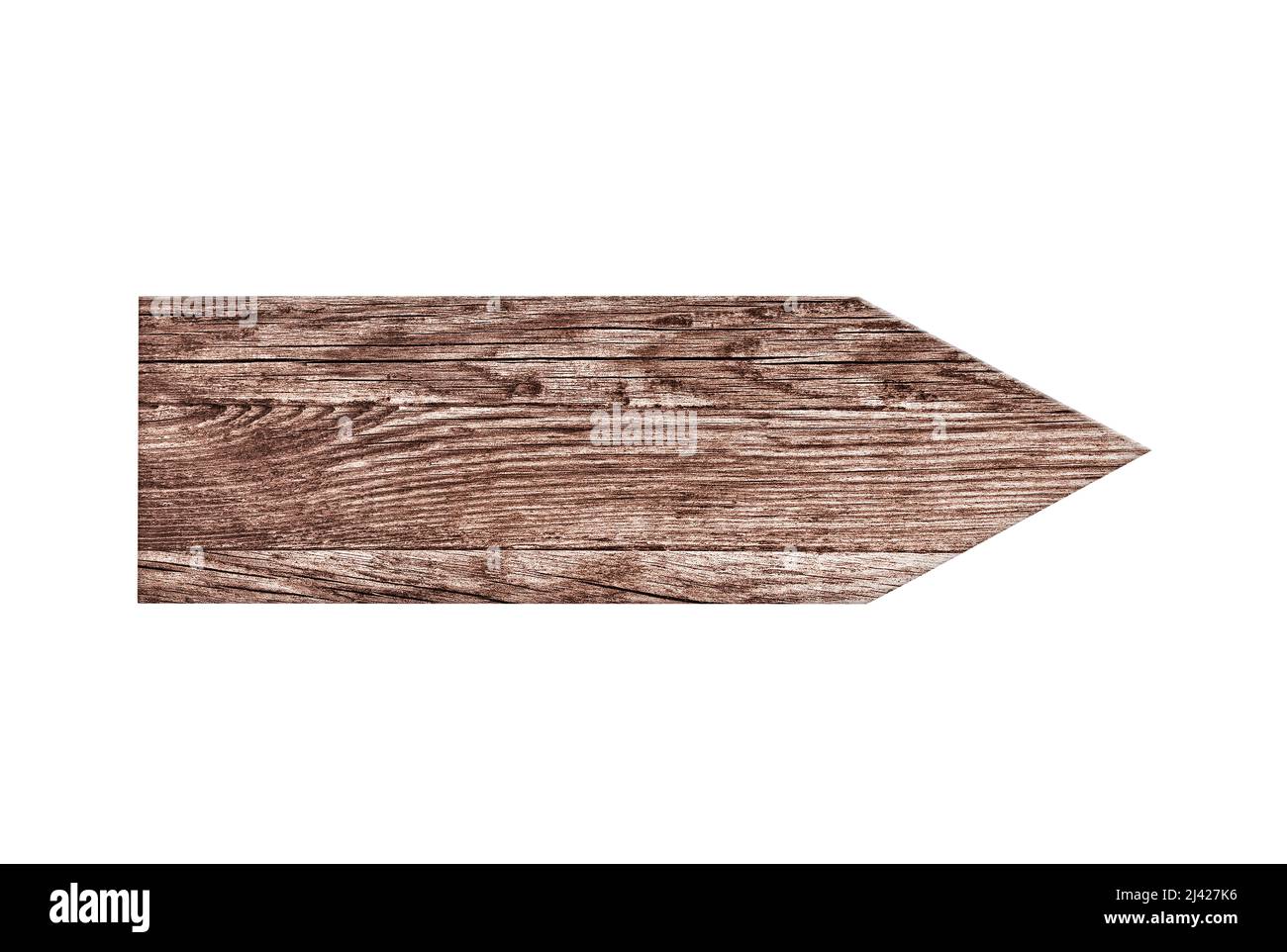 Flèche en bois isolée sur fond blanc avec masque Banque D'Images