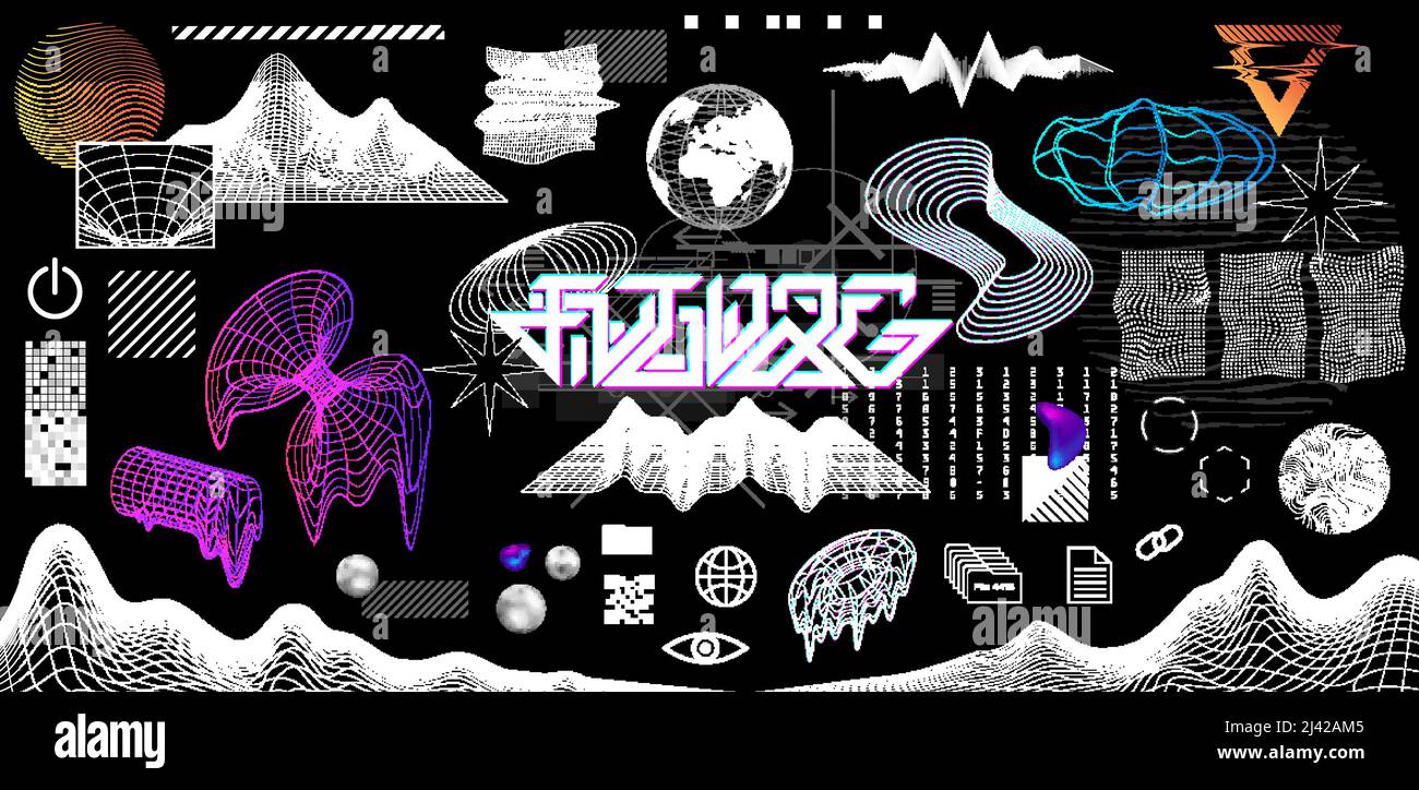 Éléments géométriques modernes et tendance et 3D formes Illustration de Vecteur